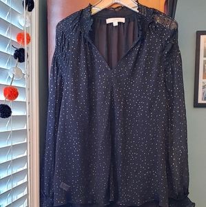 Chiffon blouse, gold metallic dot